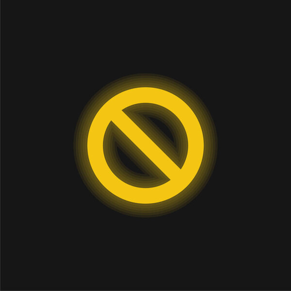 Banned Sign yellow glowing neon icon