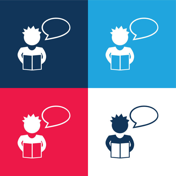 Мальчик Чтение для класса синий и красный четыре цвета минимальный набор значков