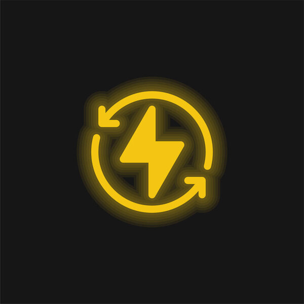 Bolt yellow glowing neon icon