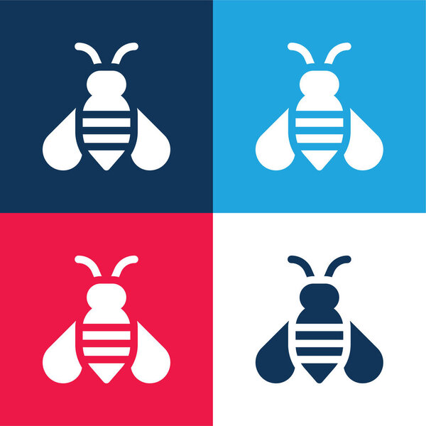Bee blue and red four color minimal icon set