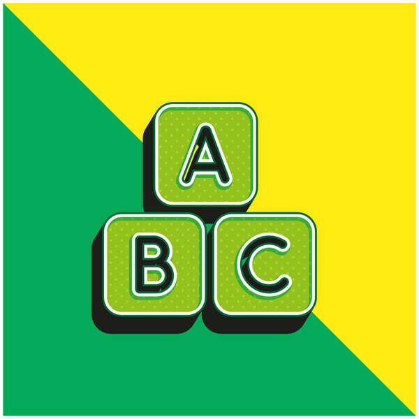 Abc Block Green and yellow modern 3d vector icon logo
