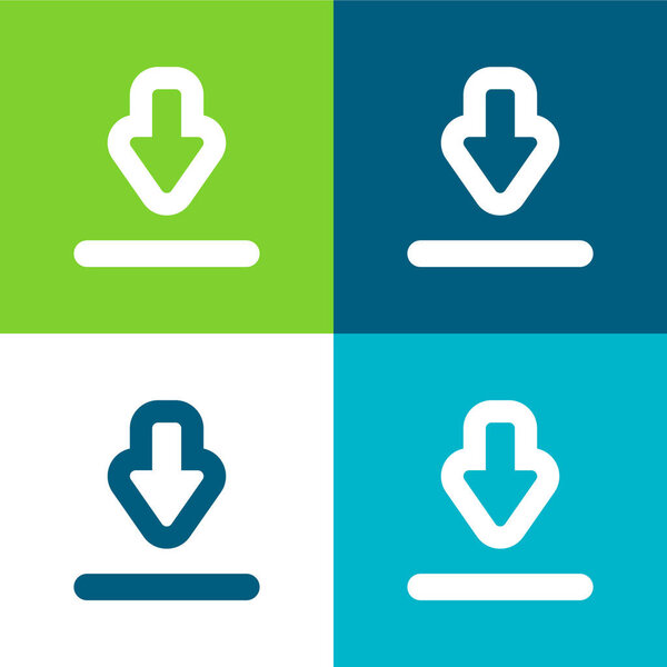 Big Download Arrow Flat four color minimal icon set