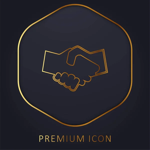 Preto Branco Tremendo Mãos Linha Ouro Logotipo Premium Ícone — Vetor de Stock