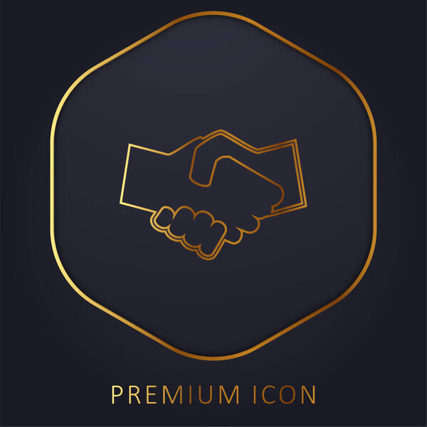 Black And White Shaking Hands golden line premium logo or icon