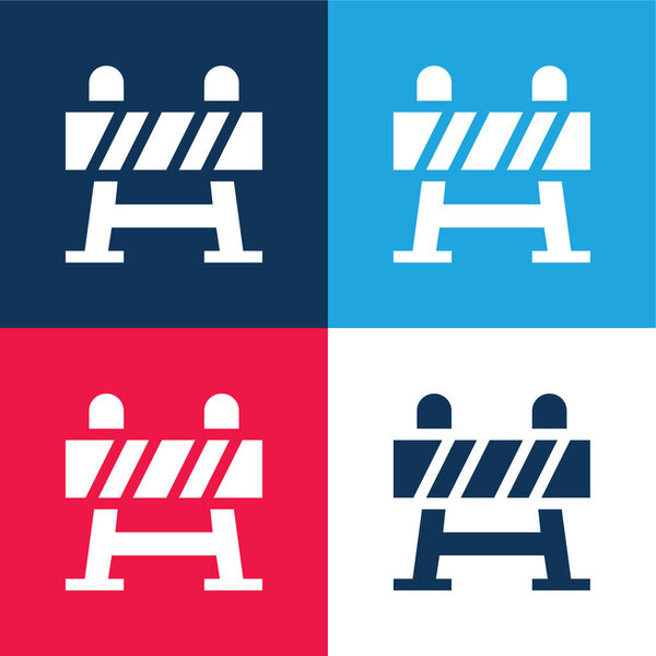 Barrier blue and red four color minimal icon set
