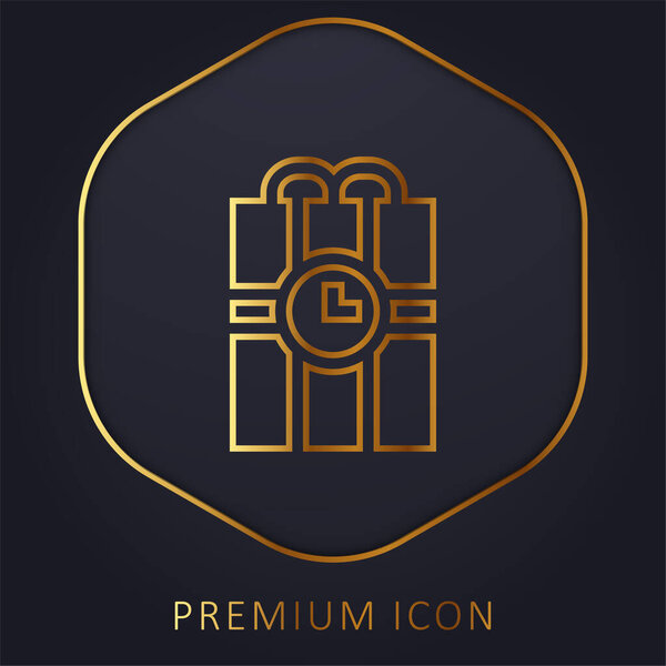 Bomb golden line premium logo or icon
