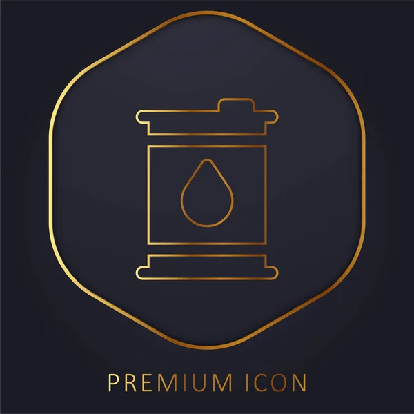 Barriles Línea Dorada Logotipo Premium Icono — Archivo Imágenes Vectoriales