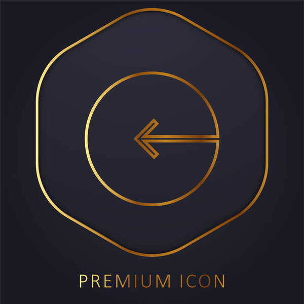 Arrow Pointing Left Circular Button golden line premium logo or icon