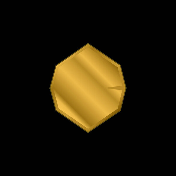 Black Octagon Shape gold plated metalic icon or logo vector