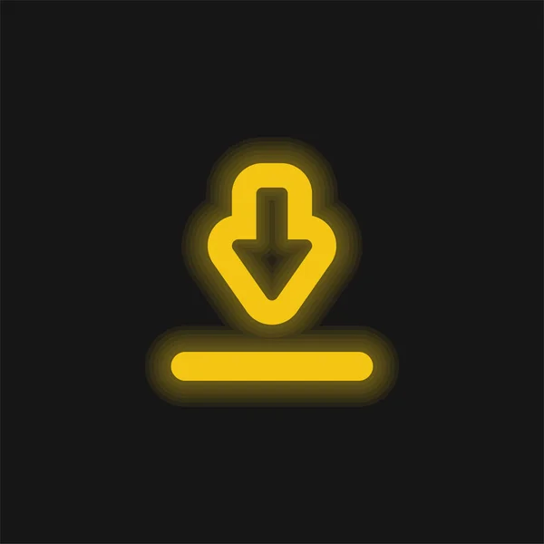 Big Download Freccia Giallo Incandescente Icona Neon — Vettoriale Stock