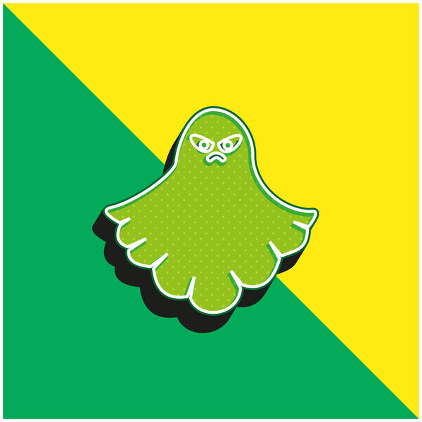 Angry Ghost Green and yellow modern 3d vector icon logo