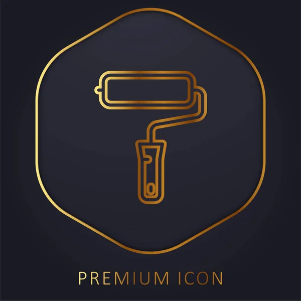 Big Paint Roller Gouden Lijn Premium Logo Pictogram — Stockvector