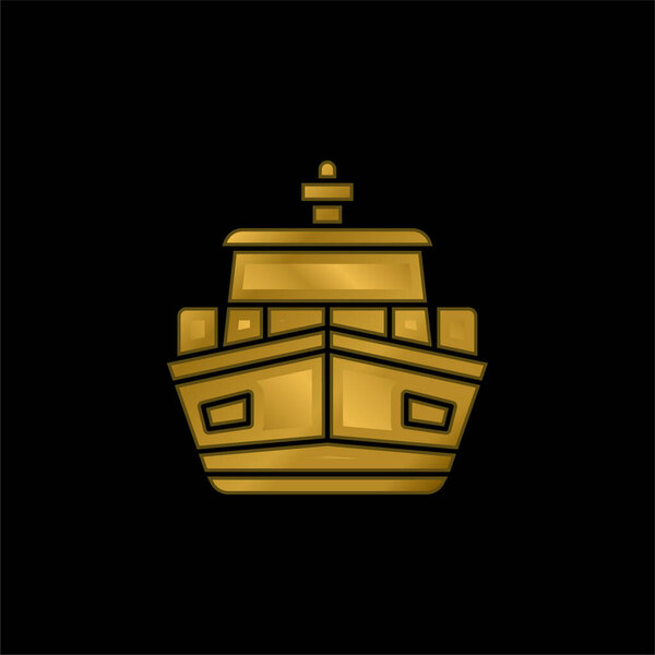 Металлическая икона с позолотой лодки или вектор логотипа