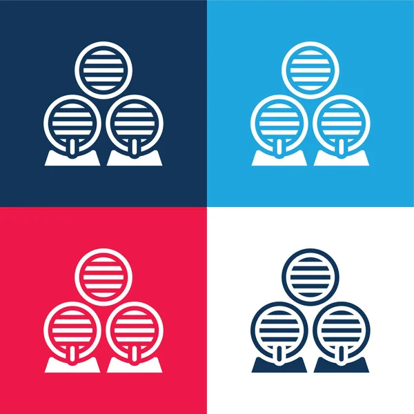 Barrel Blue Red Four Color Minimal Icon Set — Stock Vector