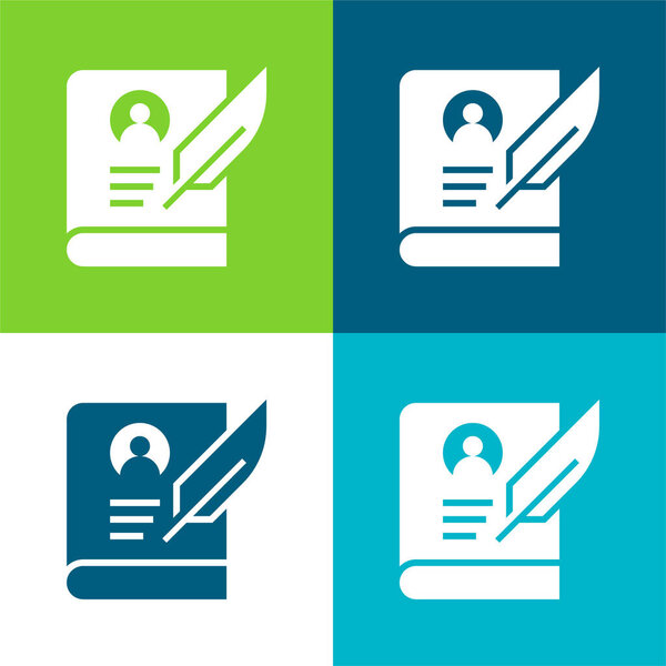 Биография Плоские четыре цвета минимальный набор значков