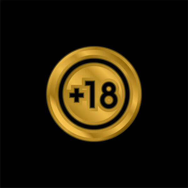 Age Limit gold plated metalic icon or logo vector