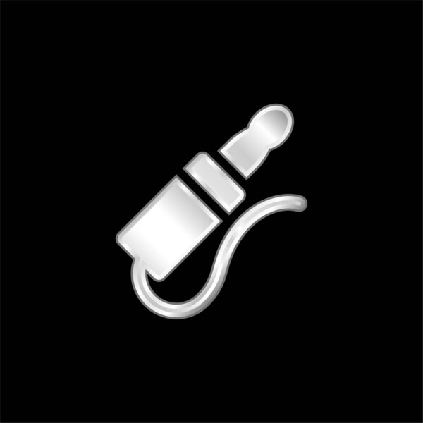 Audio Jack silver plated metallic icon