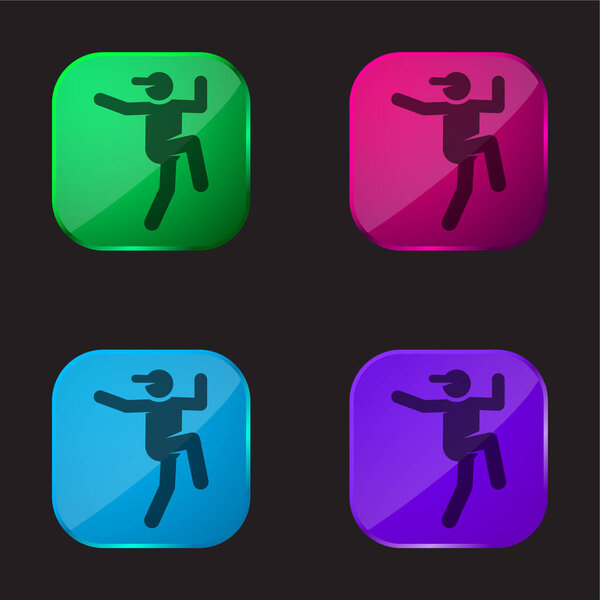 Breakdance four color glass button icon