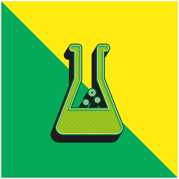 Beaker Green and yellow modern 3d vector icon logo