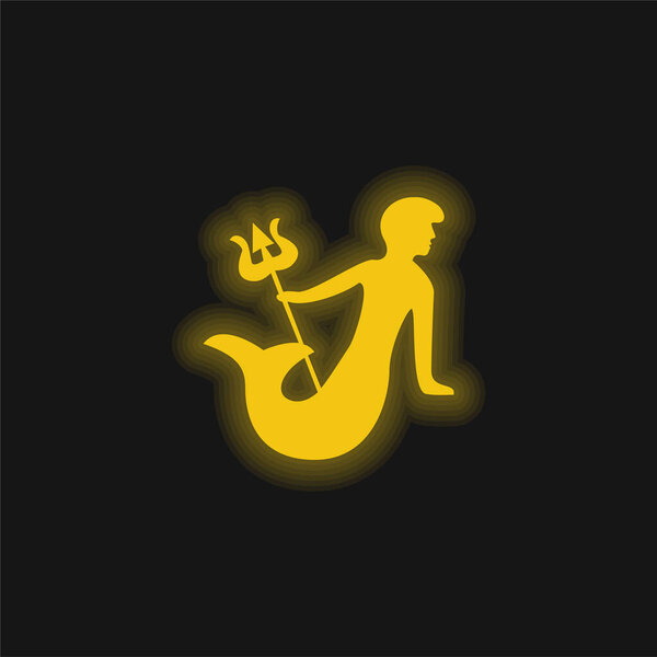 Aquarius Astrological Sign Symbol yellow glowing neon icon