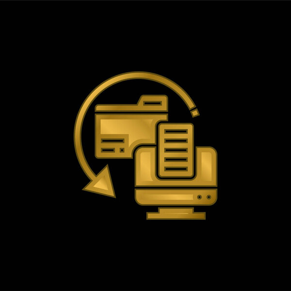 Резервное копирование Позолоченный металлический значок или вектор логотипа