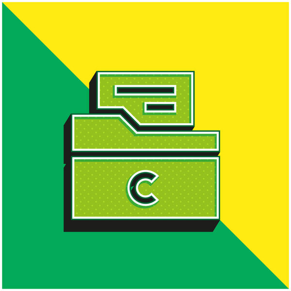 Archive Green and yellow modern 3d vector icon logo