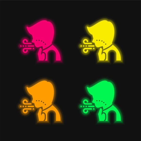 Breathing four color glowing neon vector icon