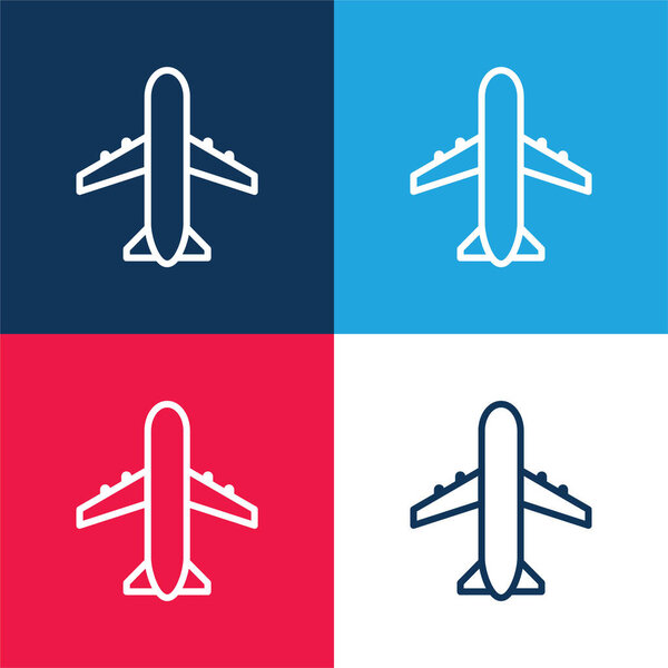 Airport Sign blue and red four color minimal icon set