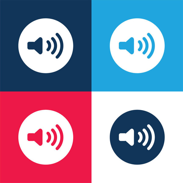 Кнопка управления аудио синий и красный четыре цвета минимальный набор значков