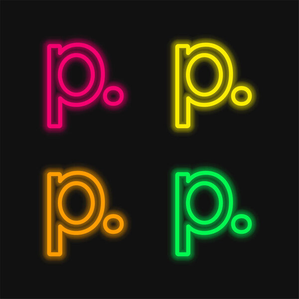 Символ белорусского рубля - светящийся неоновый вектор четырех цветов