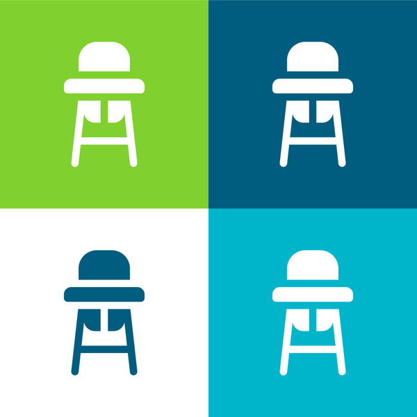 Baby Chair Flat four color minimal icon set