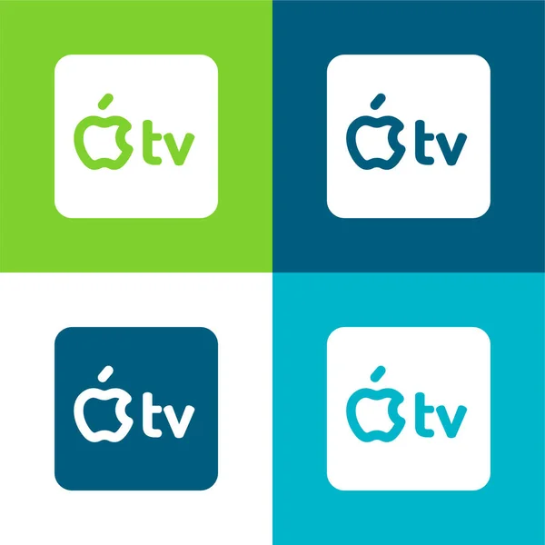 stock vector Apple Tv Flat four color minimal icon set