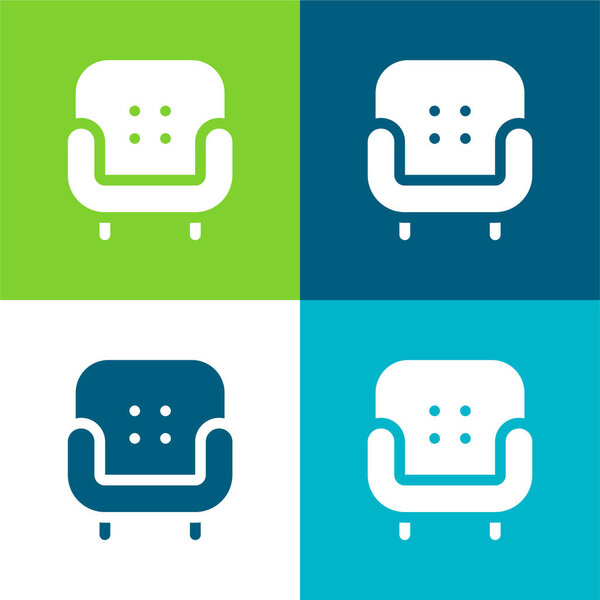 Armchair Flat four color minimal icon set