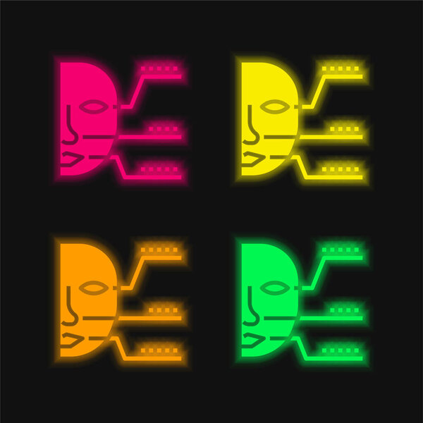 Биометрическая идентификация 4-цветный светящийся неоновый вектор значок