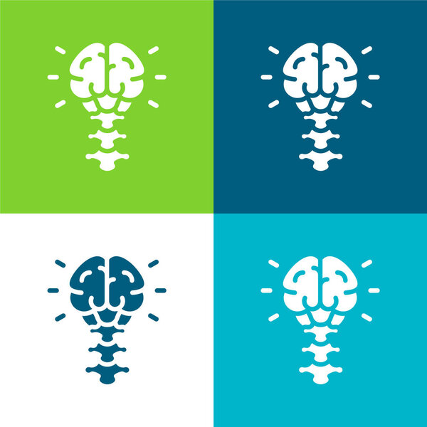 Brain Flat four color minimal icon set
