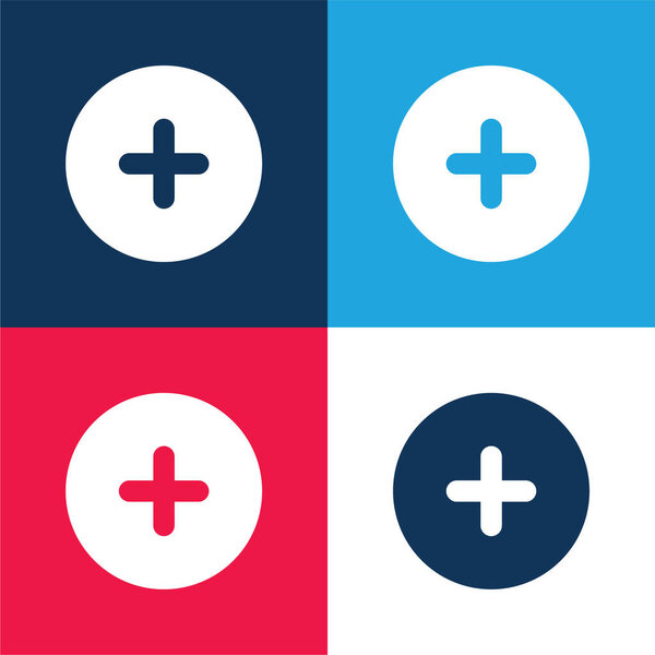 Add blue and red four color minimal icon set