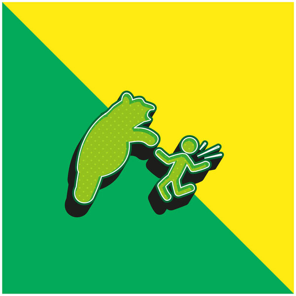Bear Attacking Green and yellow modern 3d vector icon logo