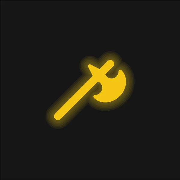 stock vector Battle Axe yellow glowing neon icon