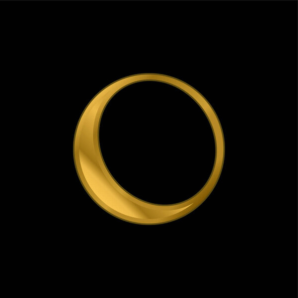 Контур мяча с тенью на краю позолоченной металлической иконки или вектор логотипа