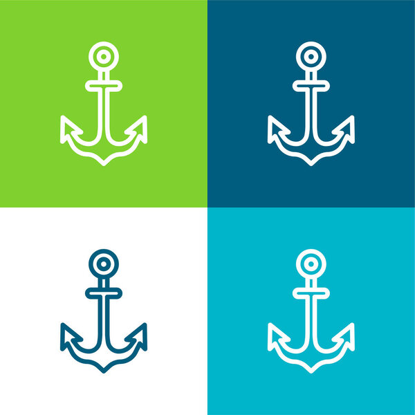 Anchor Flat four color minimal icon set