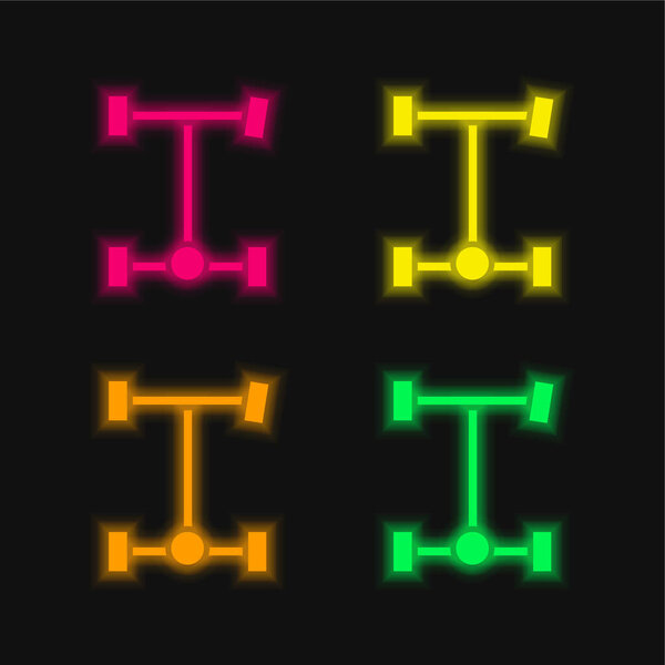 Axle four color glowing neon vector icon
