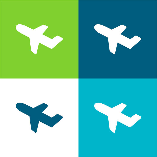 Самолет Взлет плоский четыре цвета минимальный набор значков
