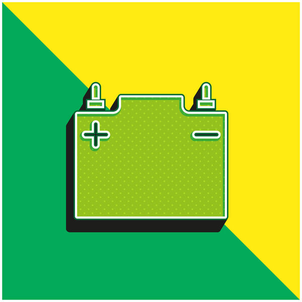 Battery Green and yellow modern 3d vector icon logo