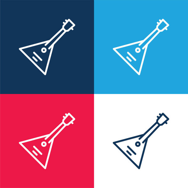 Balalaika blue and red four color minimal icon set