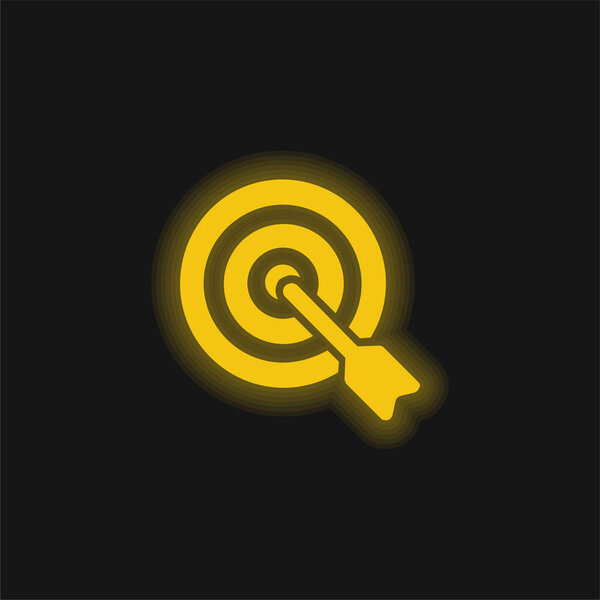 Arrow On Target yellow glowing neon icon