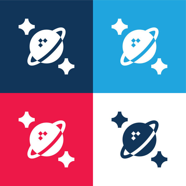 Astrophysics blue and red four color minimal icon set