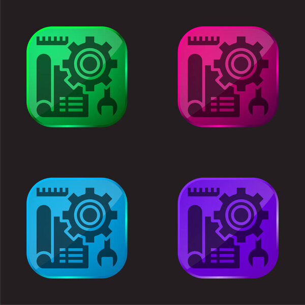 Кнопка с изображением четырехцветного стекла