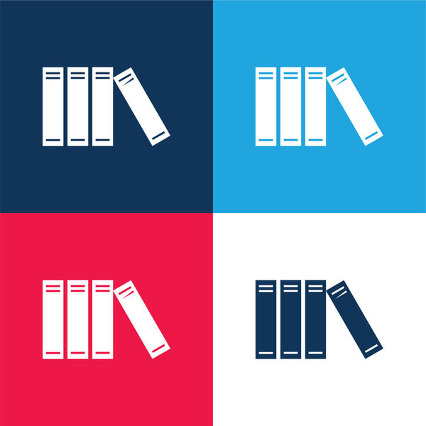 Книги расположены вертикально синий и красный четыре цвета минимальный набор значков