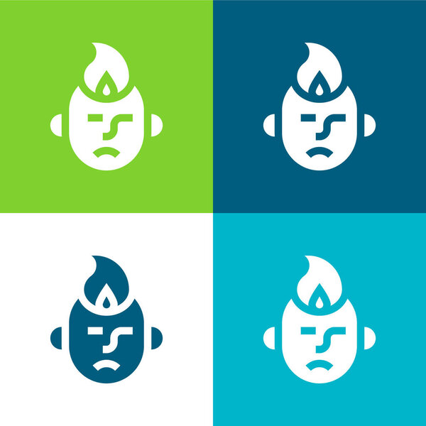 Anger Flat four color minimal icon set