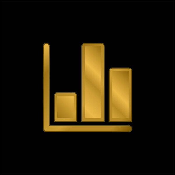 Bar Chart gold plated metalic icon or logo vector